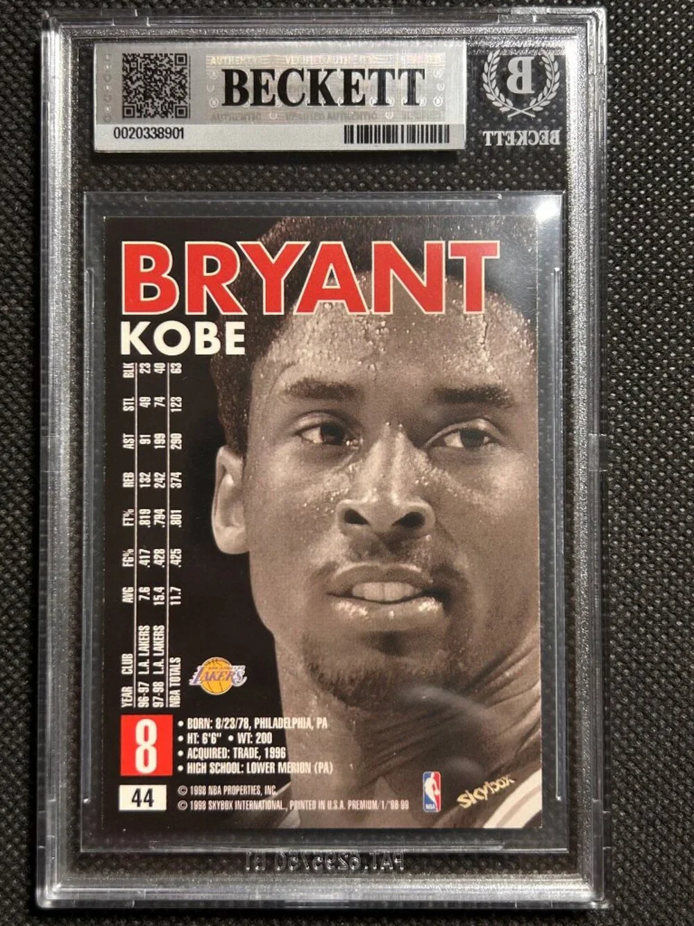 1998 SkyBox Premium Kobe Bryant #44 PSA 9 Mint Lakers HOF